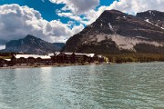 Many Glacier Lodge from a boat on the lake...